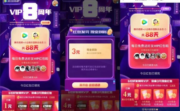 腾讯视频VIP8周年免费领会员活动案例拆解