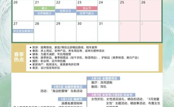 3月的营销热点日历