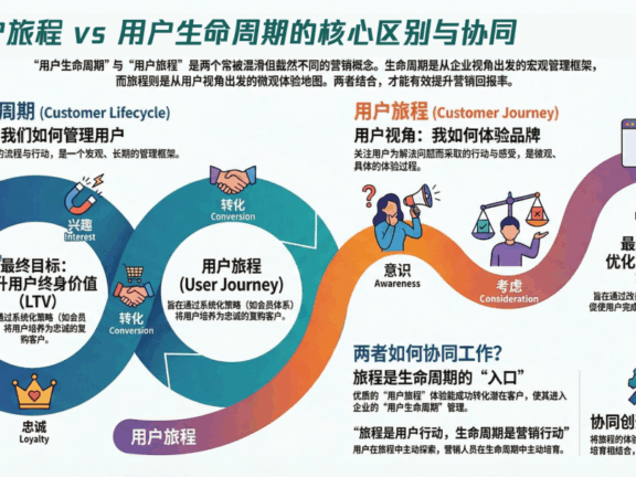 用户旅程和用户生命周期的区别和应用